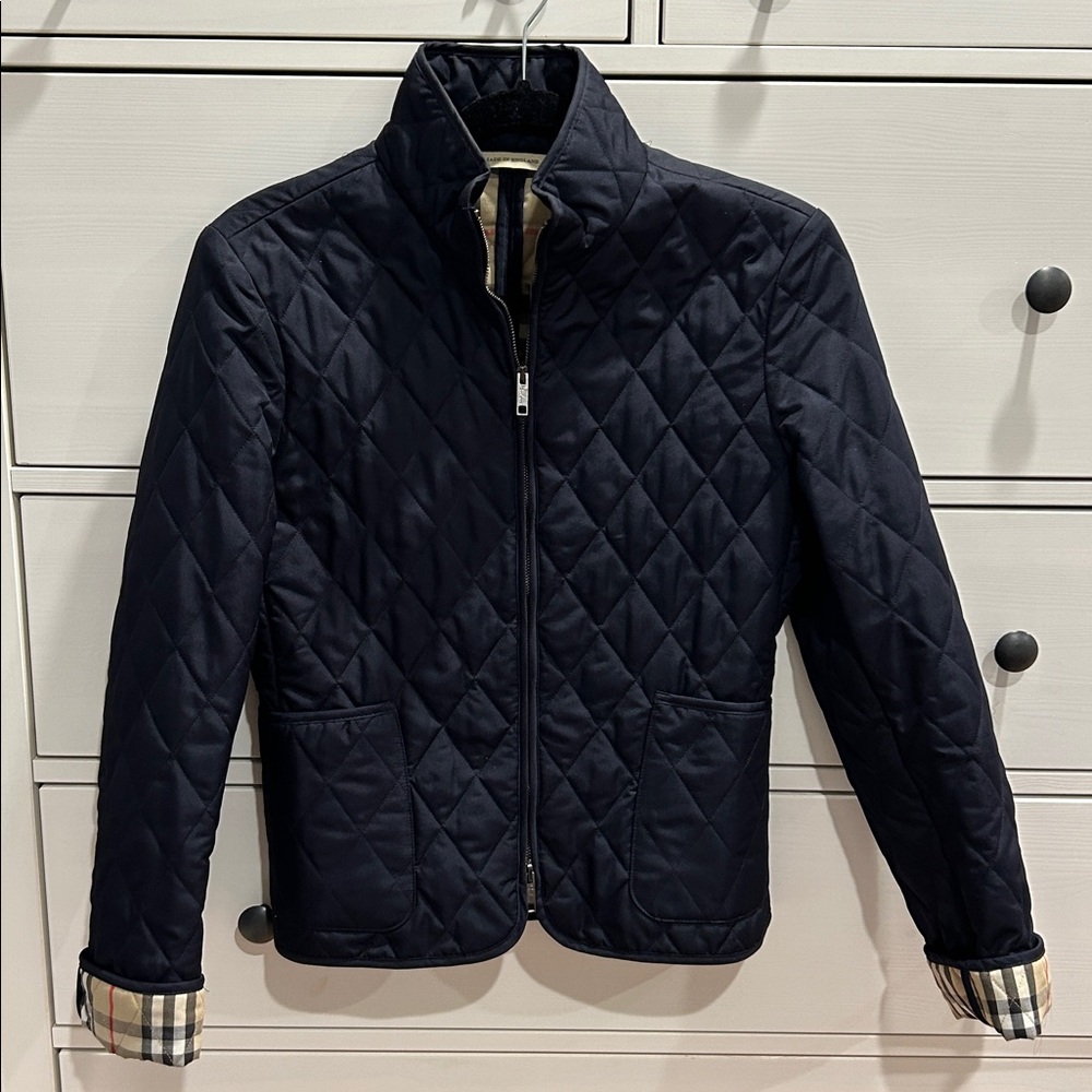 Burberry Beige and Red Plaid Lining quilted jacket
